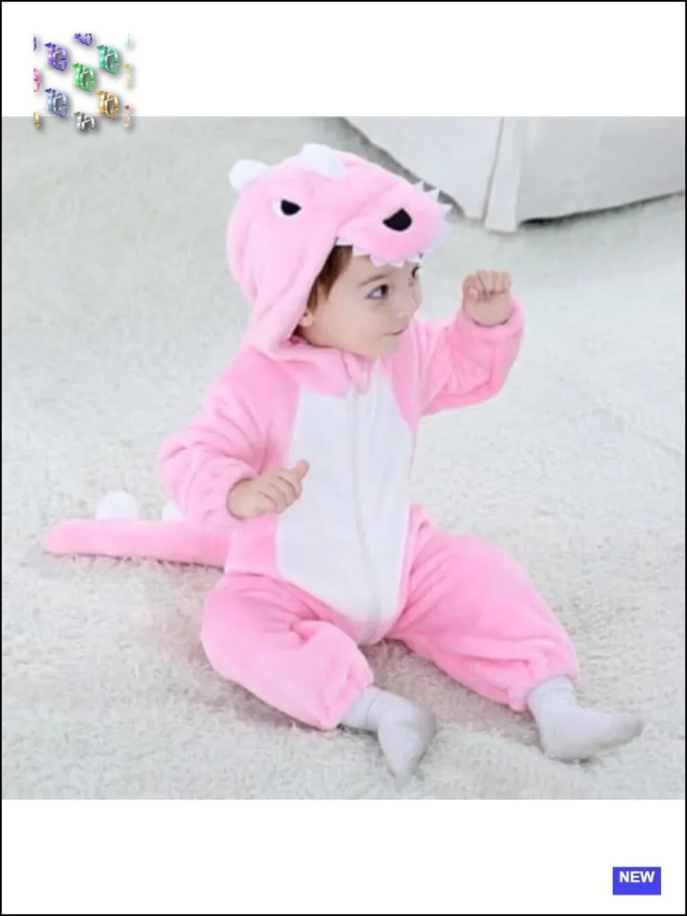 Toddler Dinosaur Costume Romper, Flannel Hooded Zipper Jumpsuit for Halloween